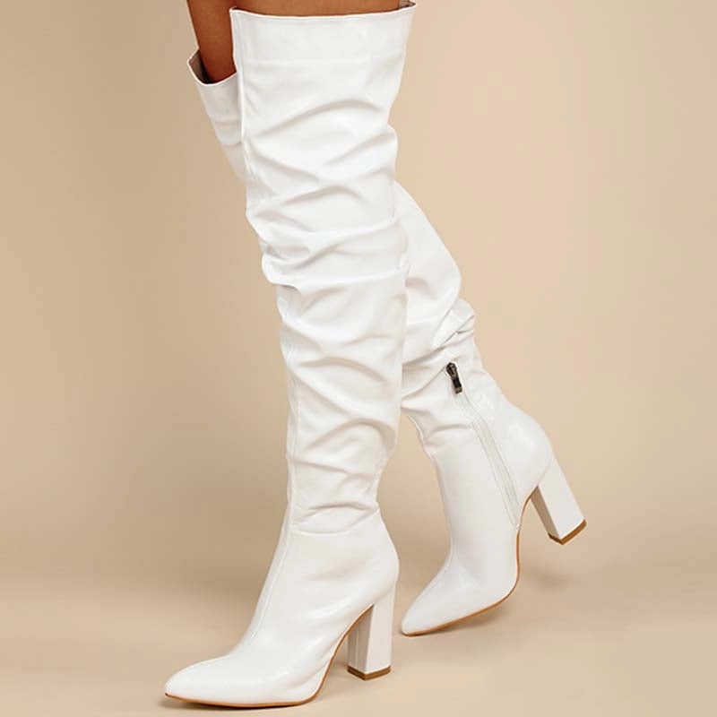 Adidas Golf Shoe Bags Purpdrank - White Casual Patchwork Solid Color Pointed Out Door Shoes (Heel Height 3.94in)