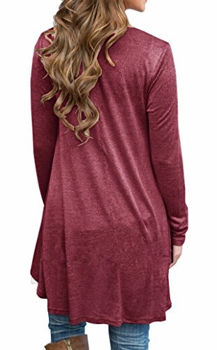 Best Anti Fatigue Work Boots QIXING Women's Lace Long Sleeve Tunic Top Blouse Wine Red-L