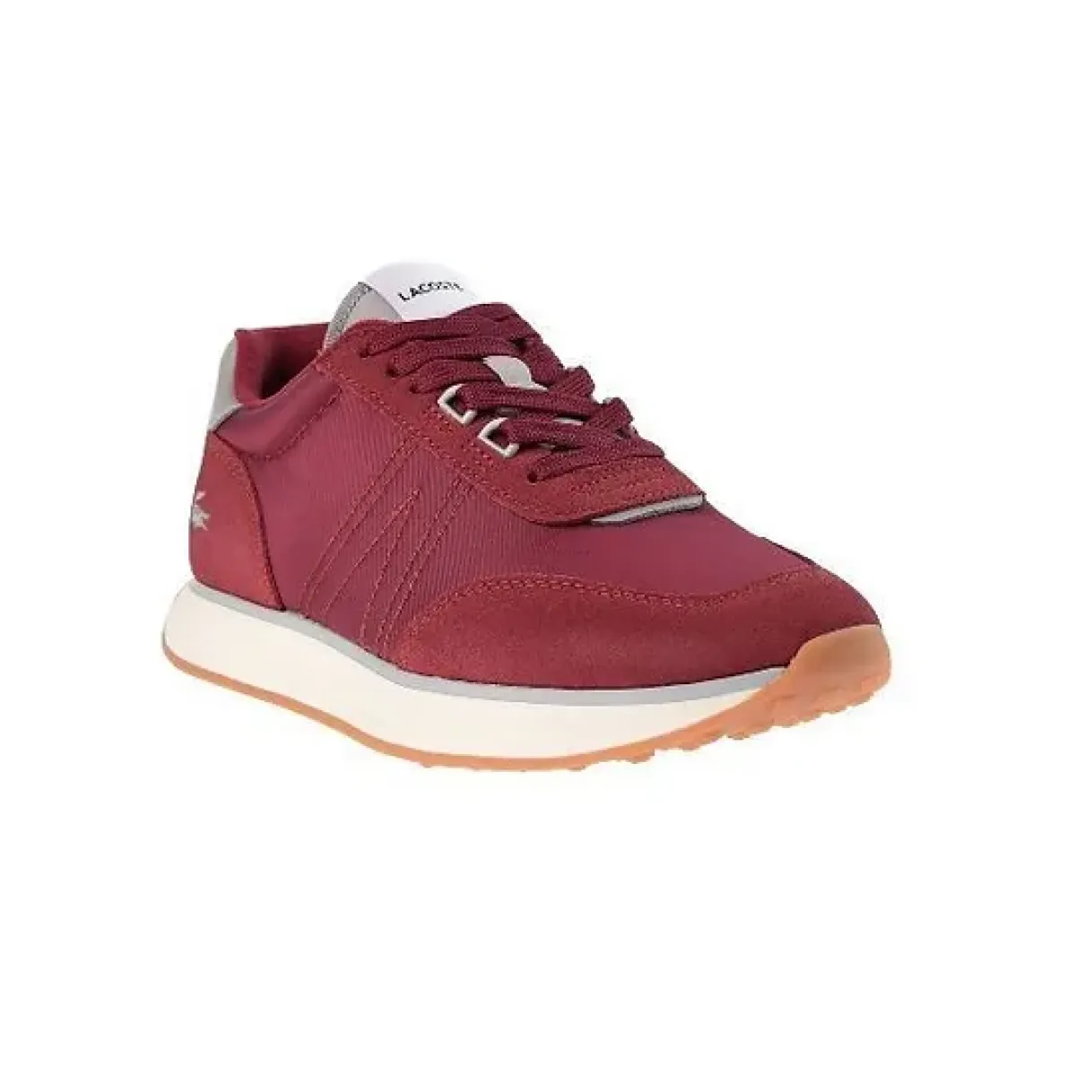 material LACOSTE 7-45SMA00033C9 L-SPIN 123 MN'S (Medium) Burgundy/Off White Mesh & Suede Lifestyle Shoes
