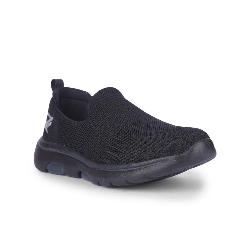 Leap7x Black Sports Non Lacing Walking Shoes For Men RW-08 By Liberty Best Cross Training Shoes With Ankle Support