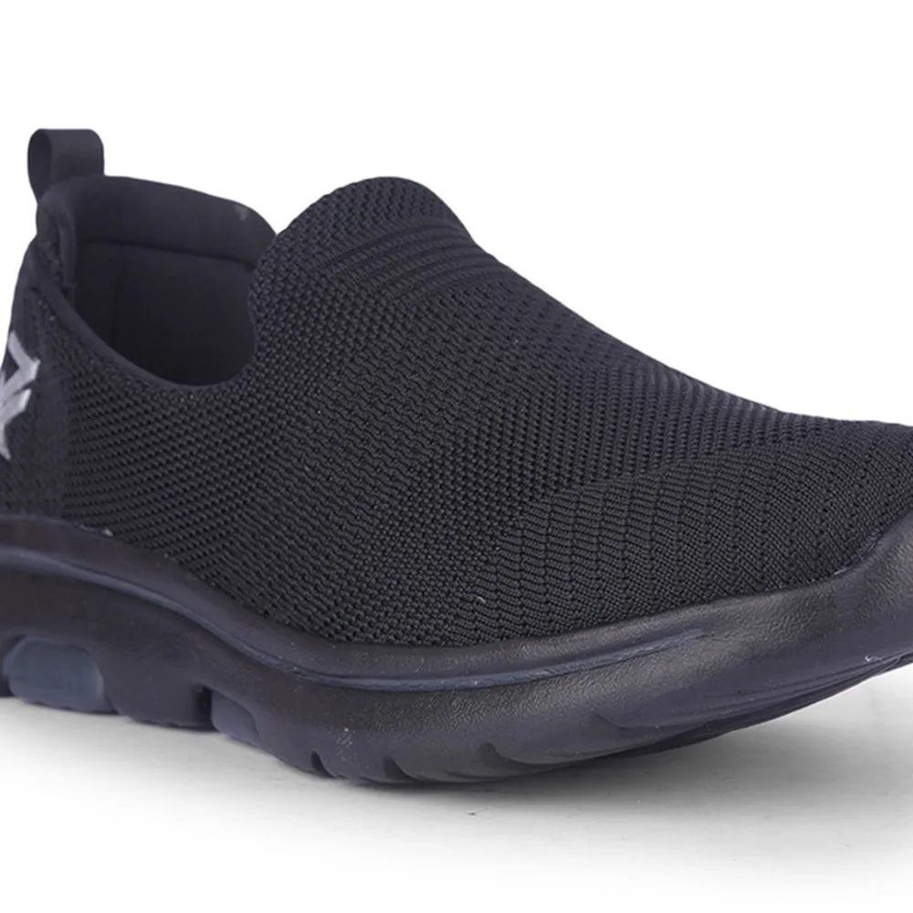 Best Shoes Weight Training Leap7x Black Sports Non Lacing Walking Shoes For Men RW-08 By Liberty