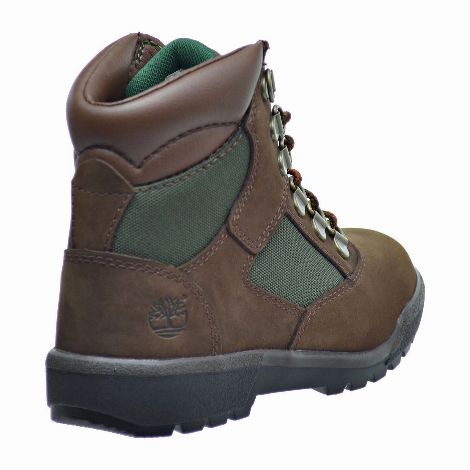 Timberland 6 Inch F/L Field Little Kid's Boots Brown Nubuck/Green Timber Hiking Boots