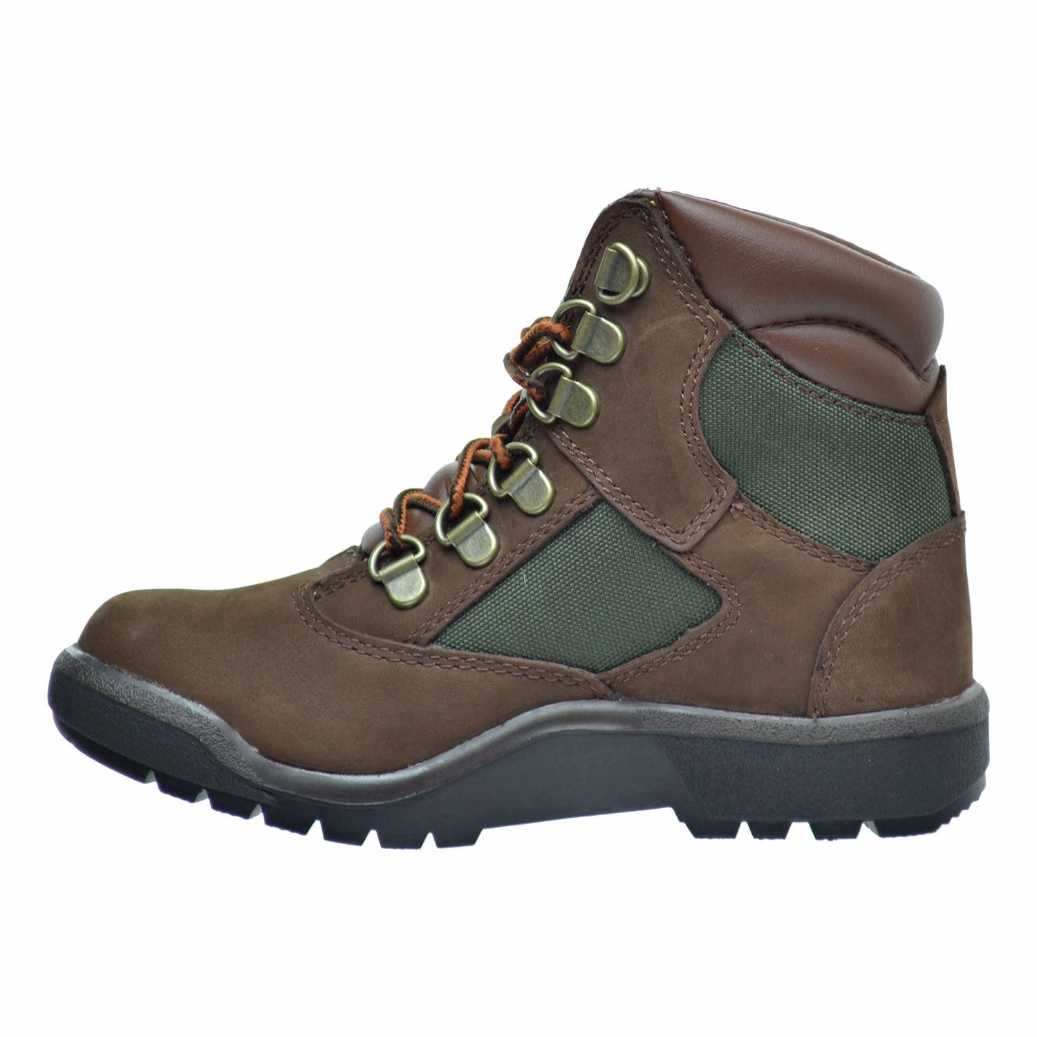 Timberland 6 Inch F/L Field Little Kid's Boots Brown Nubuck/Green Best All Around Hiking Boot