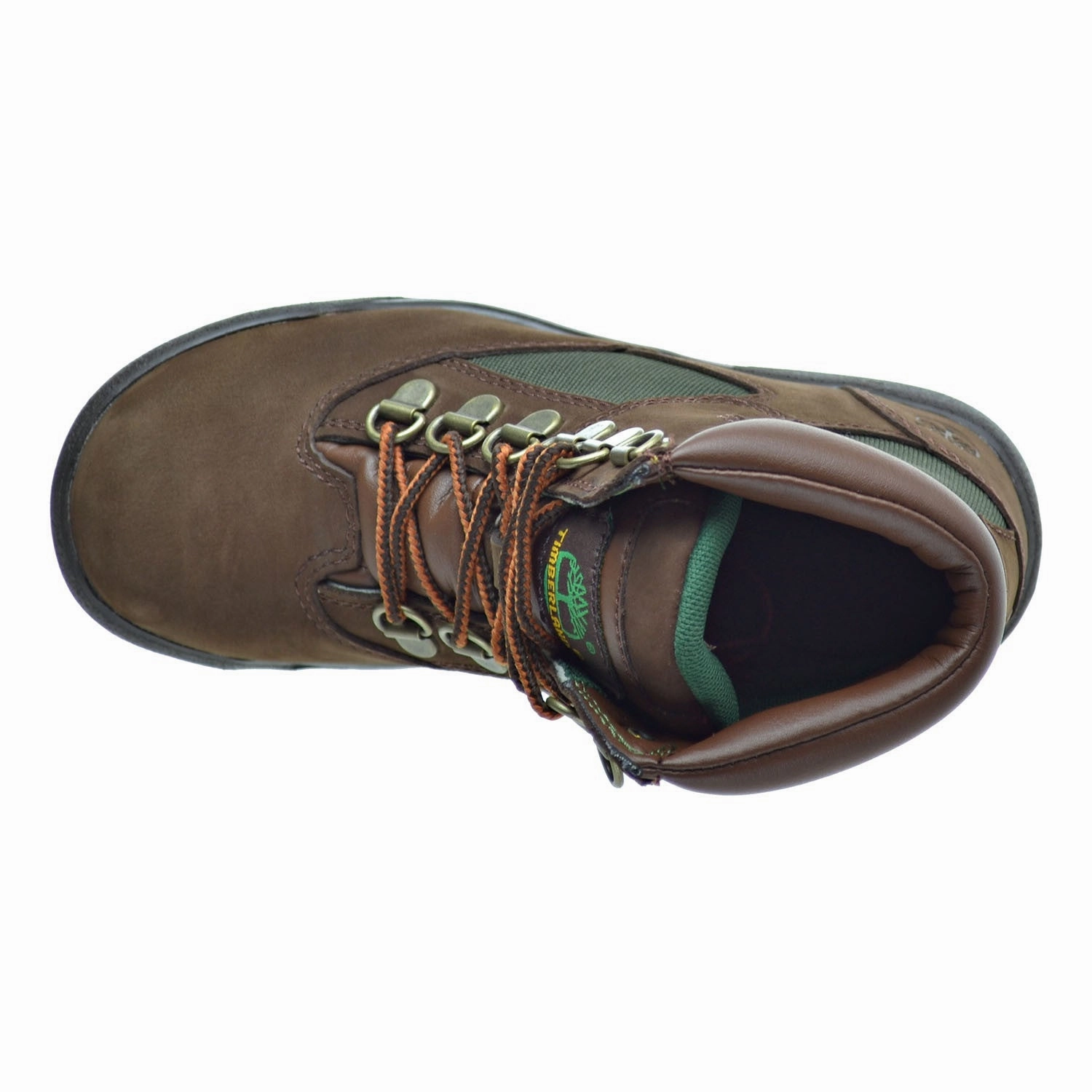 Timberland 6 Inch F/L Field Little Kid's Boots Brown Nubuck/Green Toughest Hiking Boots