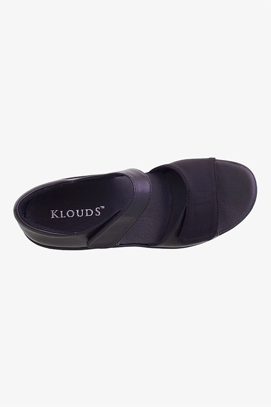 Indoor Comfort Break Step Klouds Viva Black Leather Sandal