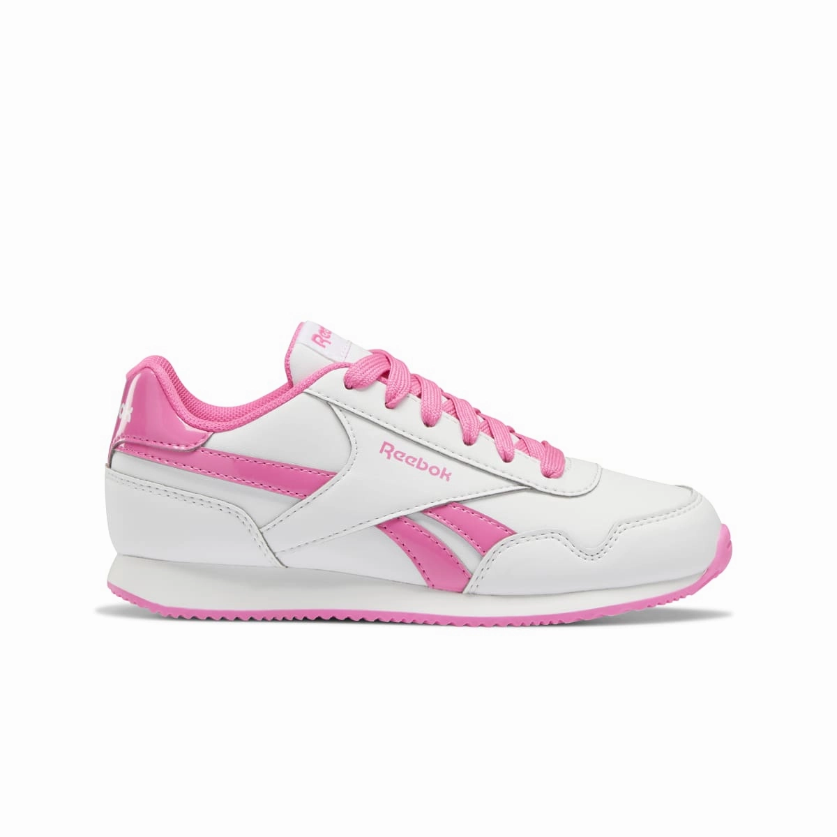Soft Cushioned Upper REEBOK GW3704 ROYAL CL JOGGER 3.0 JR'S (Medium) White/White/Pink Synthetic Lifestyle Shoes