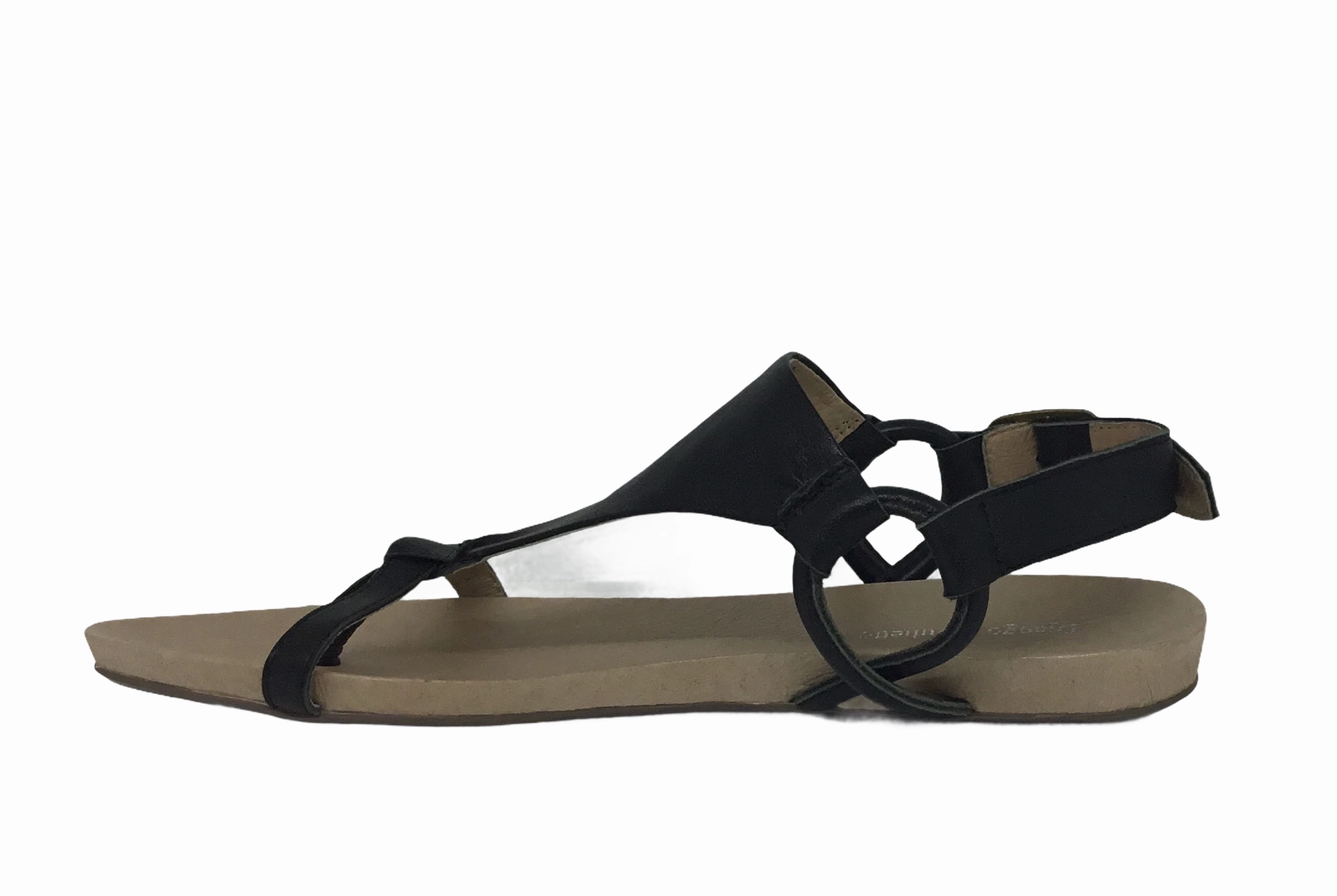Django & Juliette Bingham Black Leather Sandal Flexible Comfort Sunny Wear