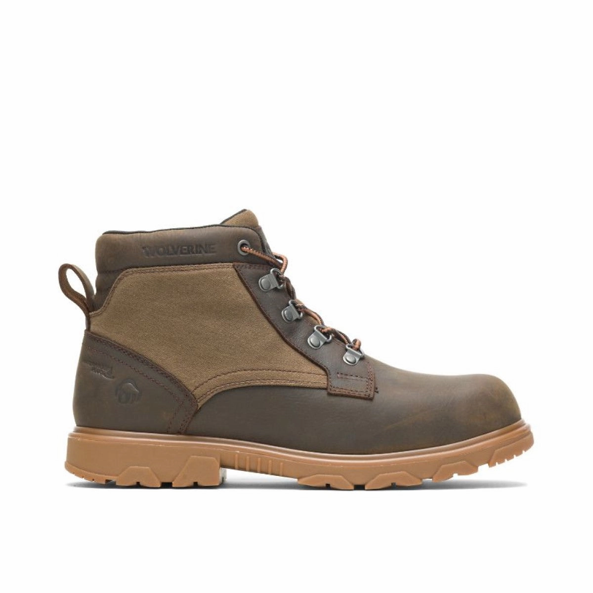 WOLVERINE W880200-EW DRUMMOND WP MN'S (Extra Wide) Coffee Leather/Canvas Work Boots Heavy Duty System