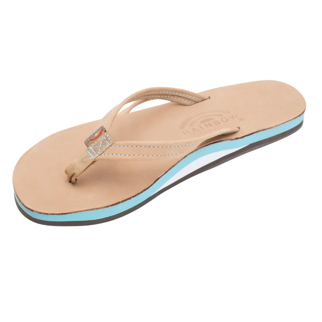 RAINBOW 301ALCMNW/OCEN THE TROPICS WMN'S (Narrow) Sierra Brown/Ocean Leather Strap Sandals Float Comfort
