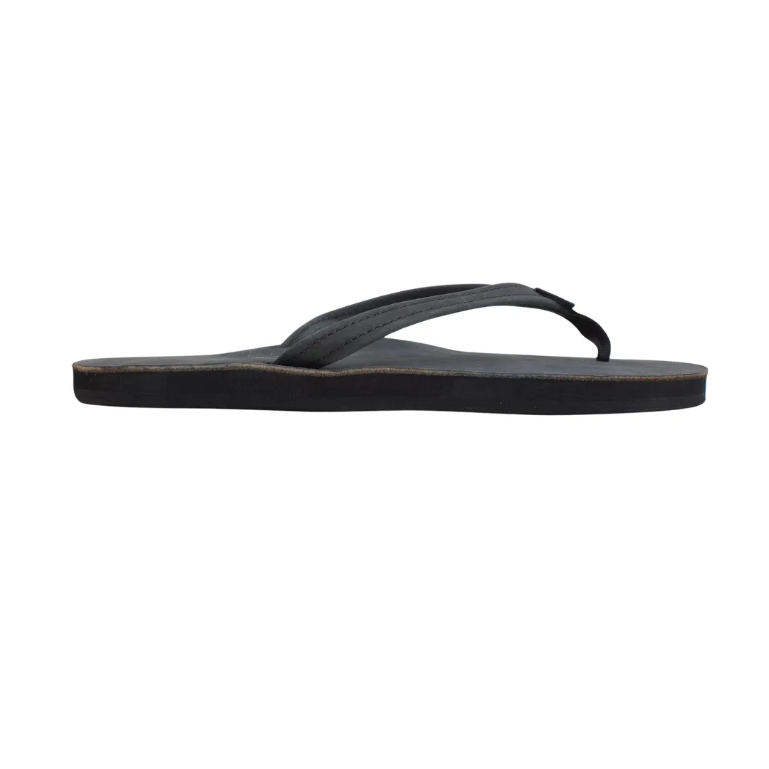Comfy Flip-flops RAINBOW 301ALTSNW/PBLK SINGLE LAYER WMN'S (Medium) Premier Black Leather Strap Sandals