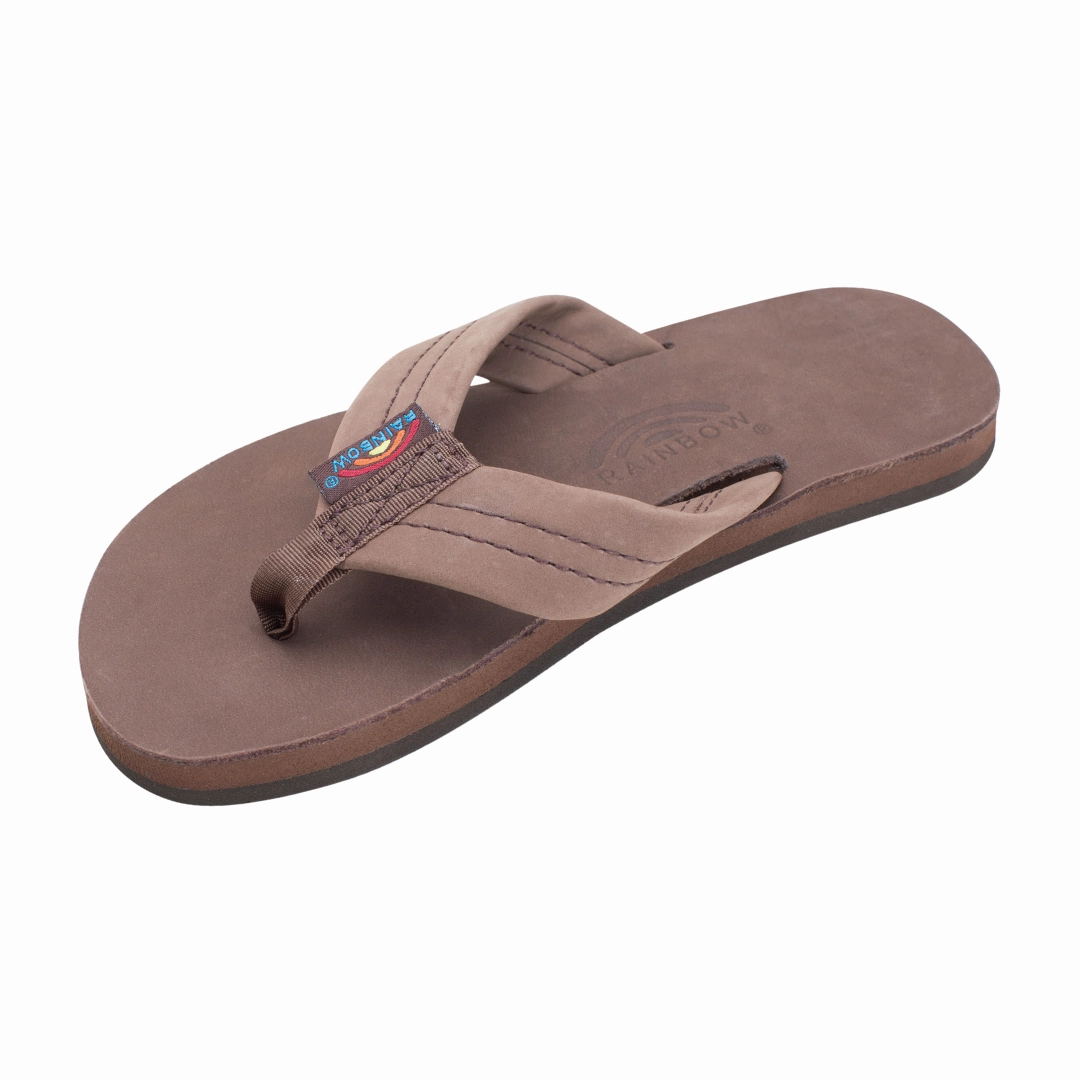 RAINBOW 101LTS00K/EXPR PREMIER LEATHER YTH'S (Medium) Expresso Leather Narrow Strap Sandals Space Saving
