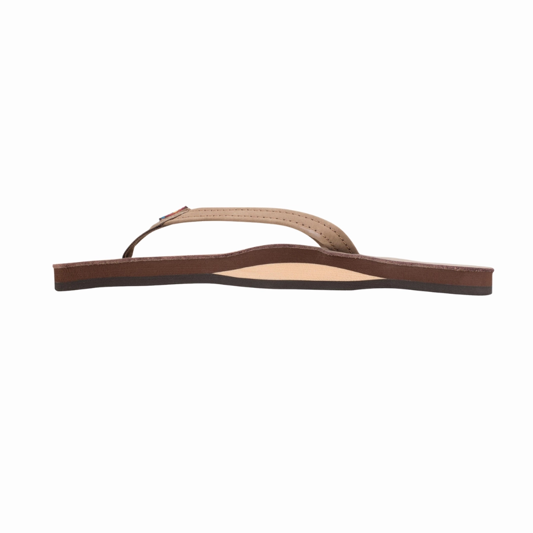 Classic Summer Shoes RAINBOW 301ALTSNW/DKBR SINGLE LAYER WMN'S (Medium) Dark Brown Leather Strap Sandals