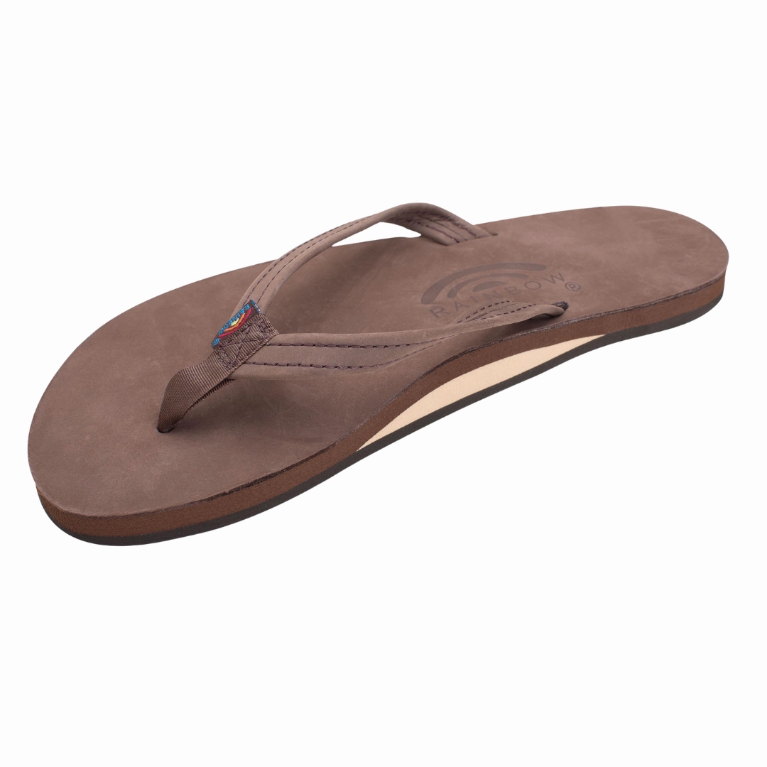 RAINBOW 301ALTSNW/EXPR SINGLE LAYER WMN'S (Medium) Expresso Leather Strap Sandals Urban Walk Relaxed Flip-flops