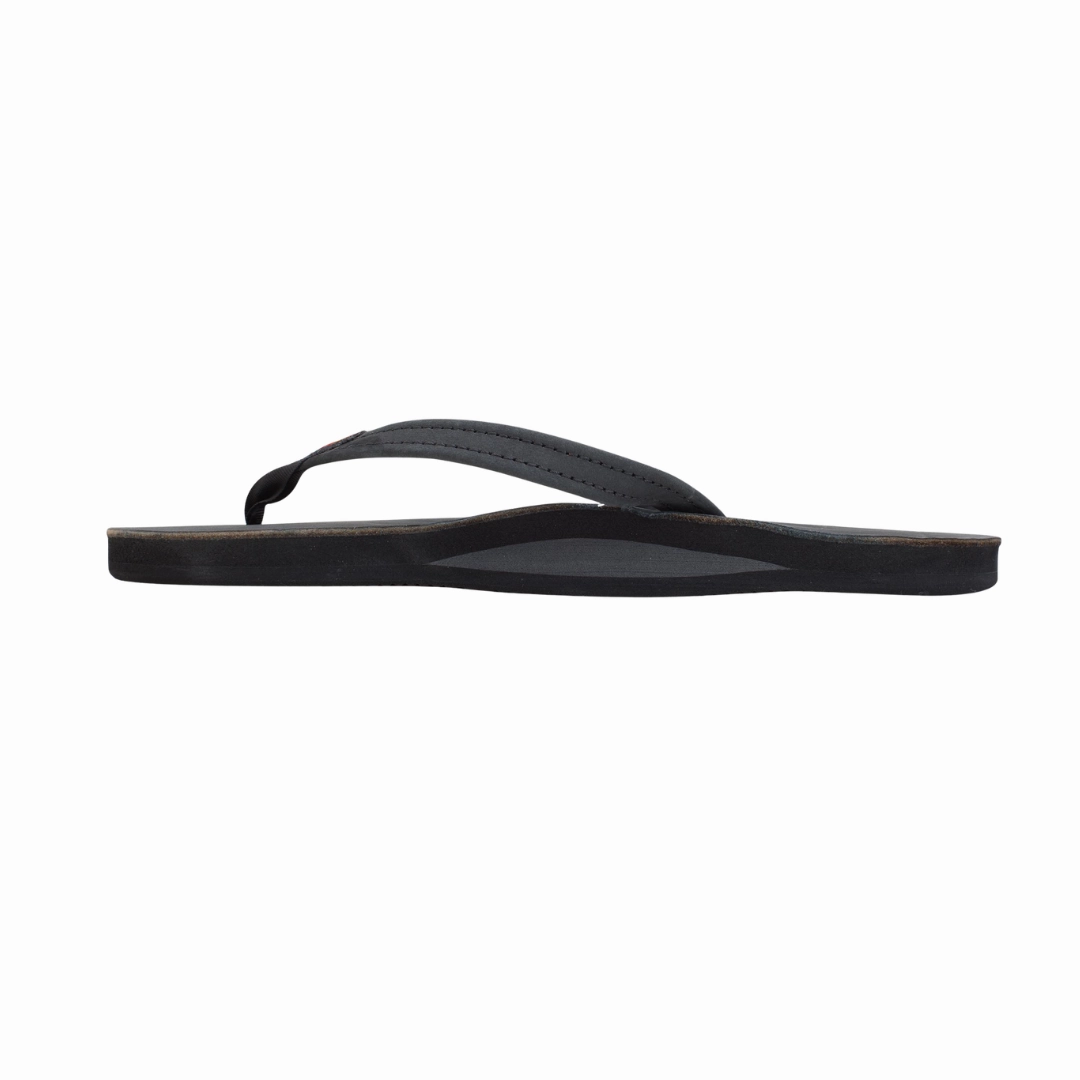 Comfy Travel Flats Outdoor Fit RAINBOW 301ALTSNW/PBLK SINGLE LAYER WMN'S (Medium) Premier Black Leather Strap Sandals