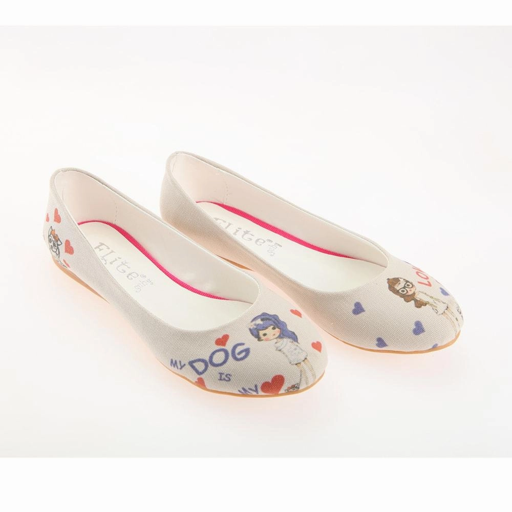 Comfort Heel Cute Girls and Dogs Ballerinas Shoes 1111
