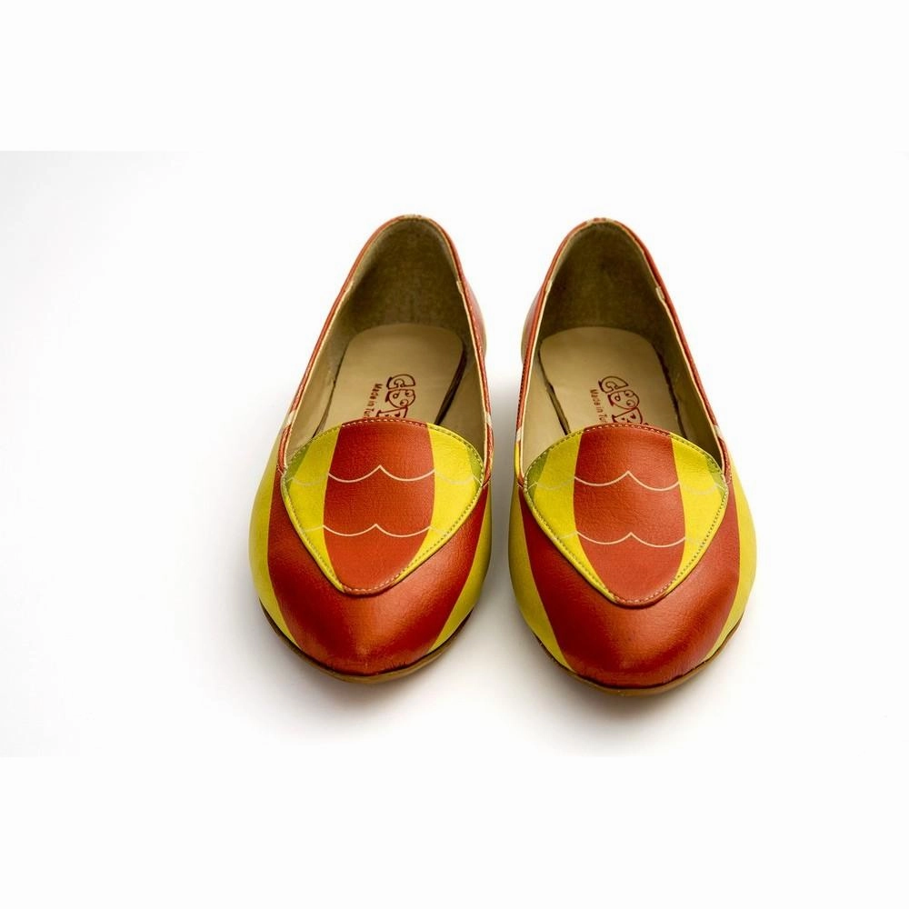 Red and Yellow Pattern Ballerinas Shoes OMR7209 Fast Go Heart Glow