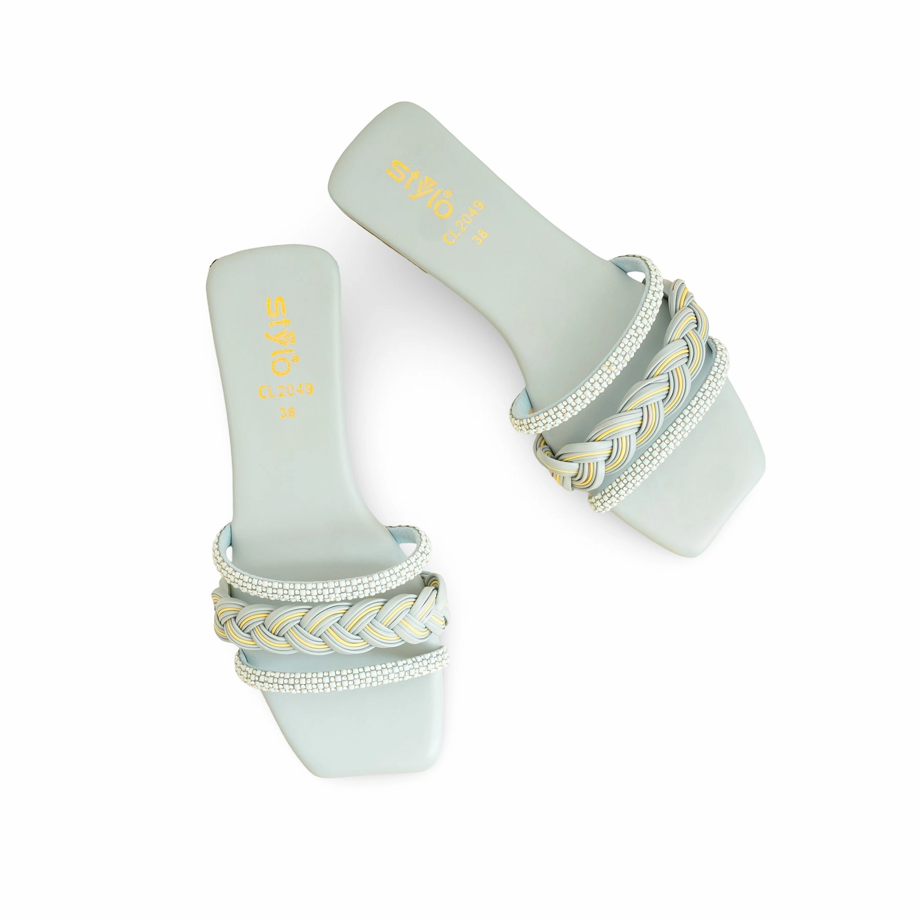 Blue Casual Slipper CL2049 Leather Soled Knitted Slippers