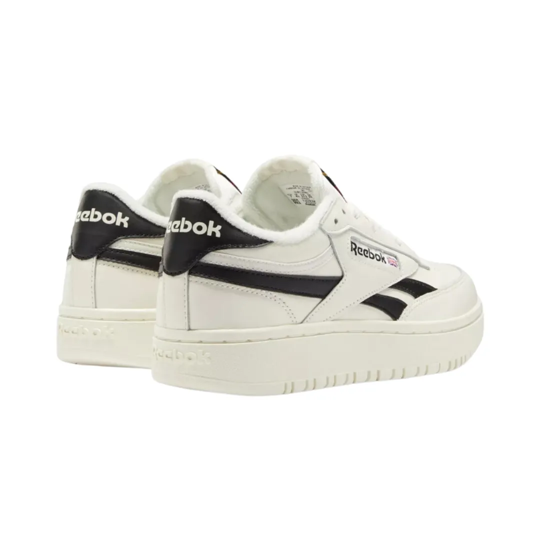 REEBOK 100010773 CLUB C DOUBLE REVENGE Wmn`s (Medium) Chalk/Black Leather Lifestyle Shoes Current Hike Peak Path