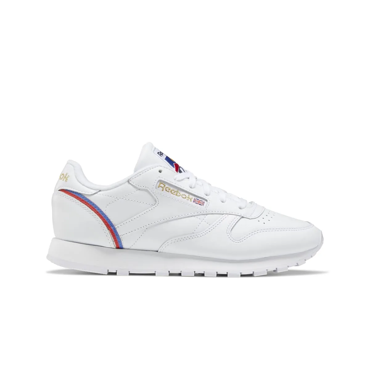 Adjustable Design REEBOK EG5975 CL LTHR WMN'S (Medium) White/Red/Blue Leather Lifestyle Shoes