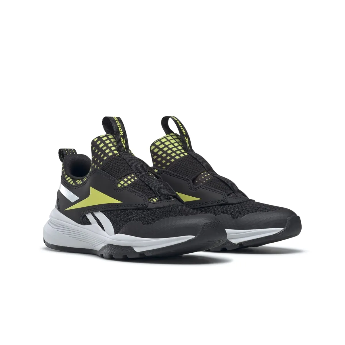 REEBOK GW1238 XT SPRINTER SLIP-ON YHT'S (Medium) Black/Yellow/White Textile & Leather Running Shoes Jogger Style