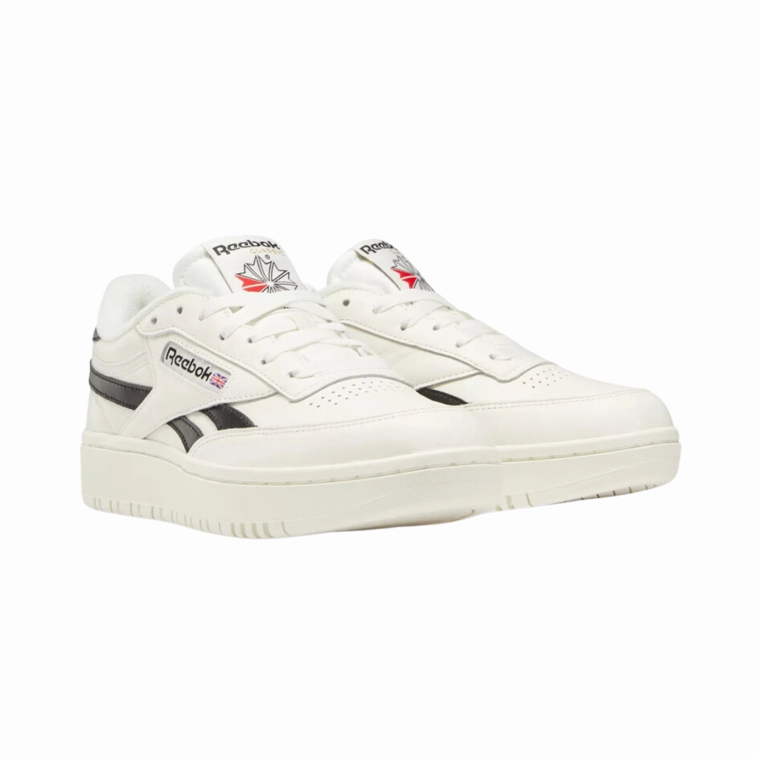 Travel Walk REEBOK 100010773 CLUB C DOUBLE REVENGE Wmn`s (Medium) Chalk/Black Leather Lifestyle Shoes