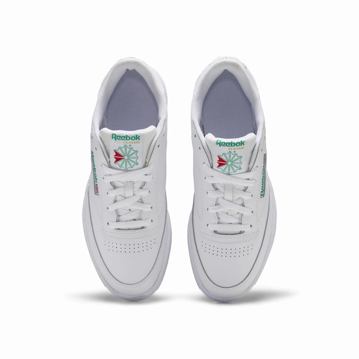 REEBOK AR0456 (100000155) CLUB C 85 MN'S (Medium) White/Green Leather Lifestyle Shoes Weekend Vibe Glow Step