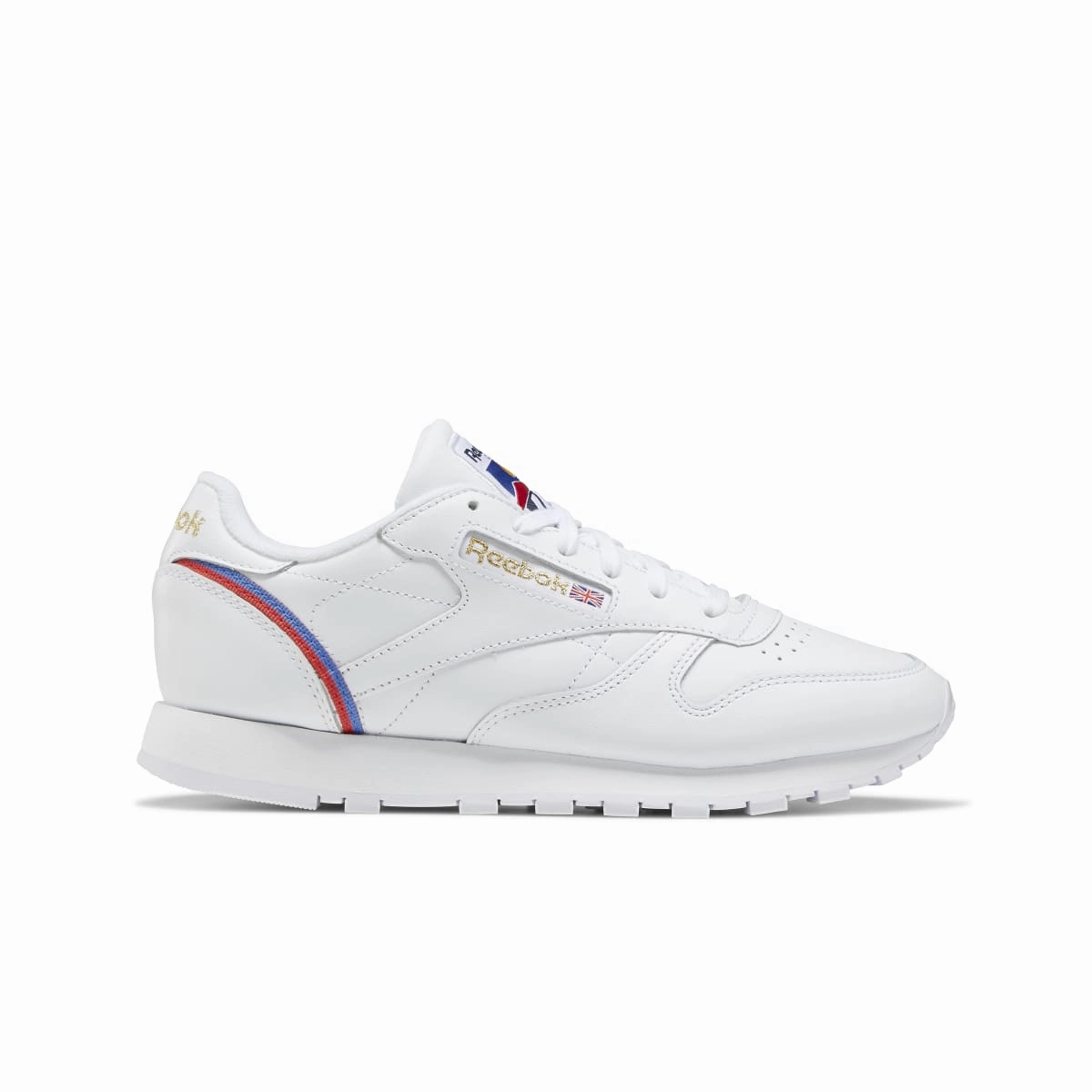Adjustable Design REEBOK EG5975 CL LTHR WMN'S (Medium) White/Red/Blue Leather Lifestyle Shoes