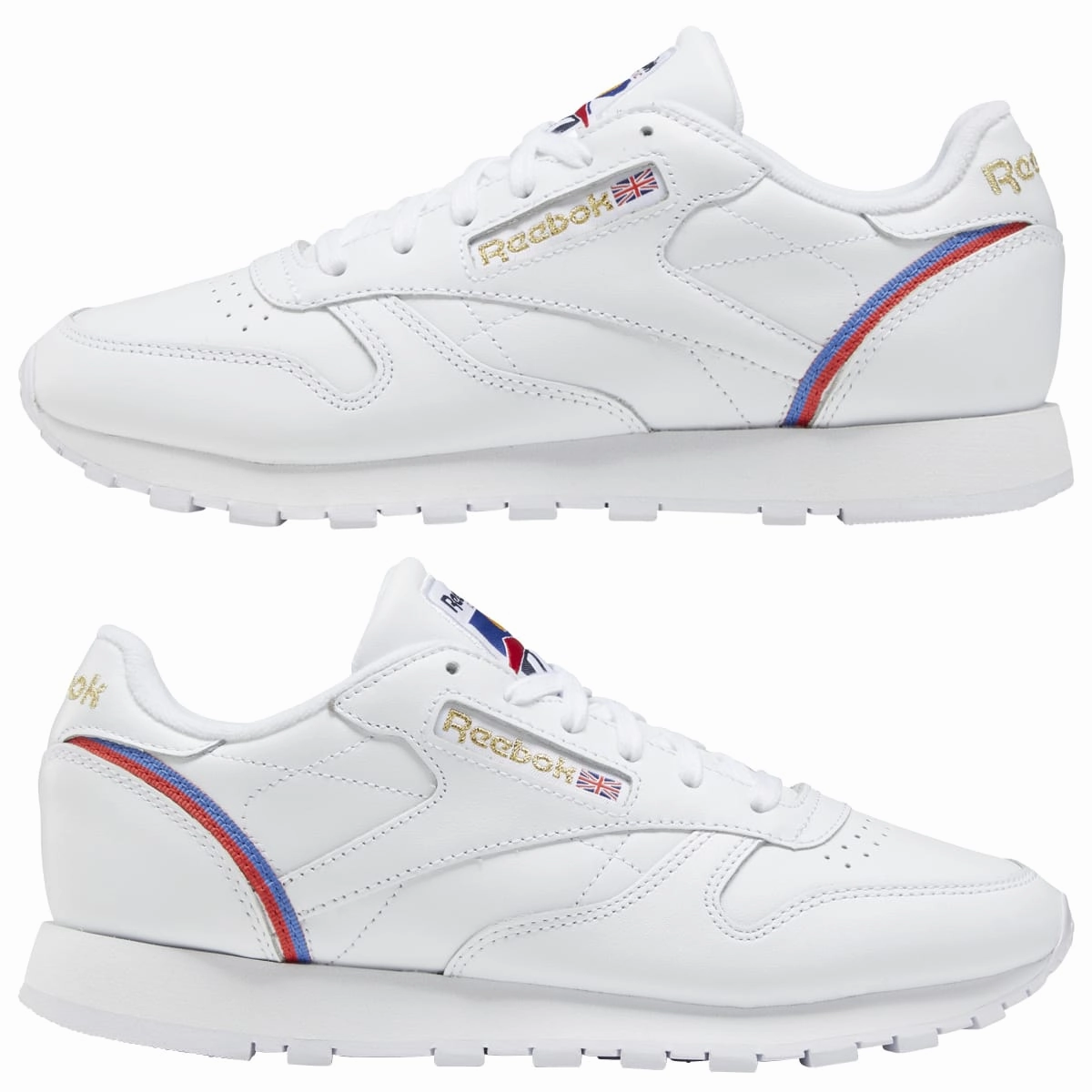 REEBOK EG5975 CL LTHR WMN'S (Medium) White/Red/Blue Leather Lifestyle Shoes running sneakers
