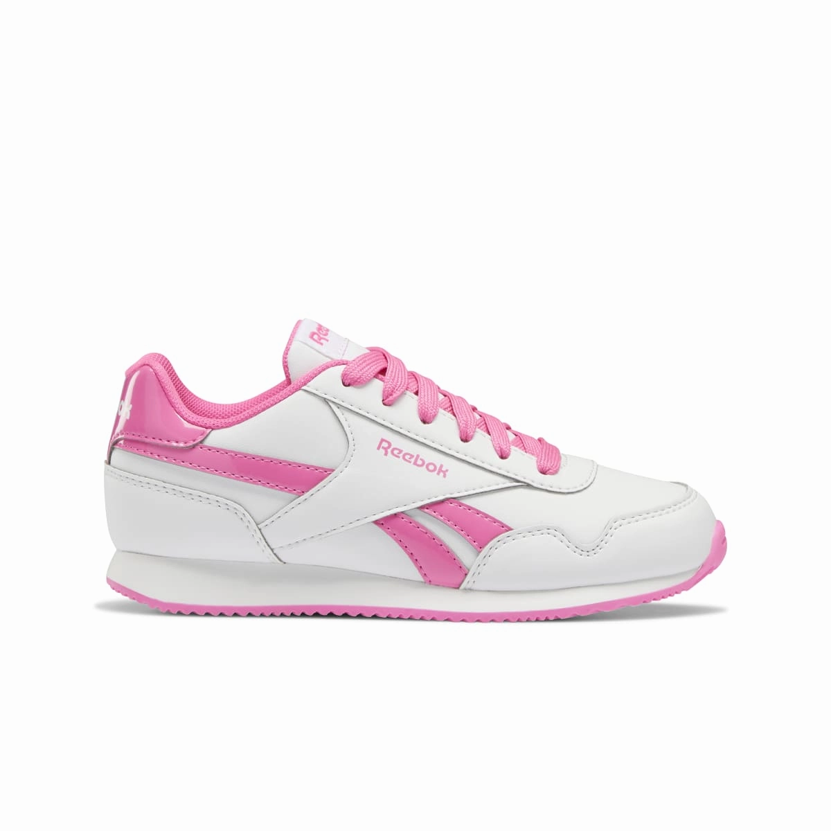 Padded collar Smooth Texture REEBOK GW3704 ROYAL CL JOGGER 3.0 JR'S (Medium) White/White/Pink Synthetic Lifestyle Shoes