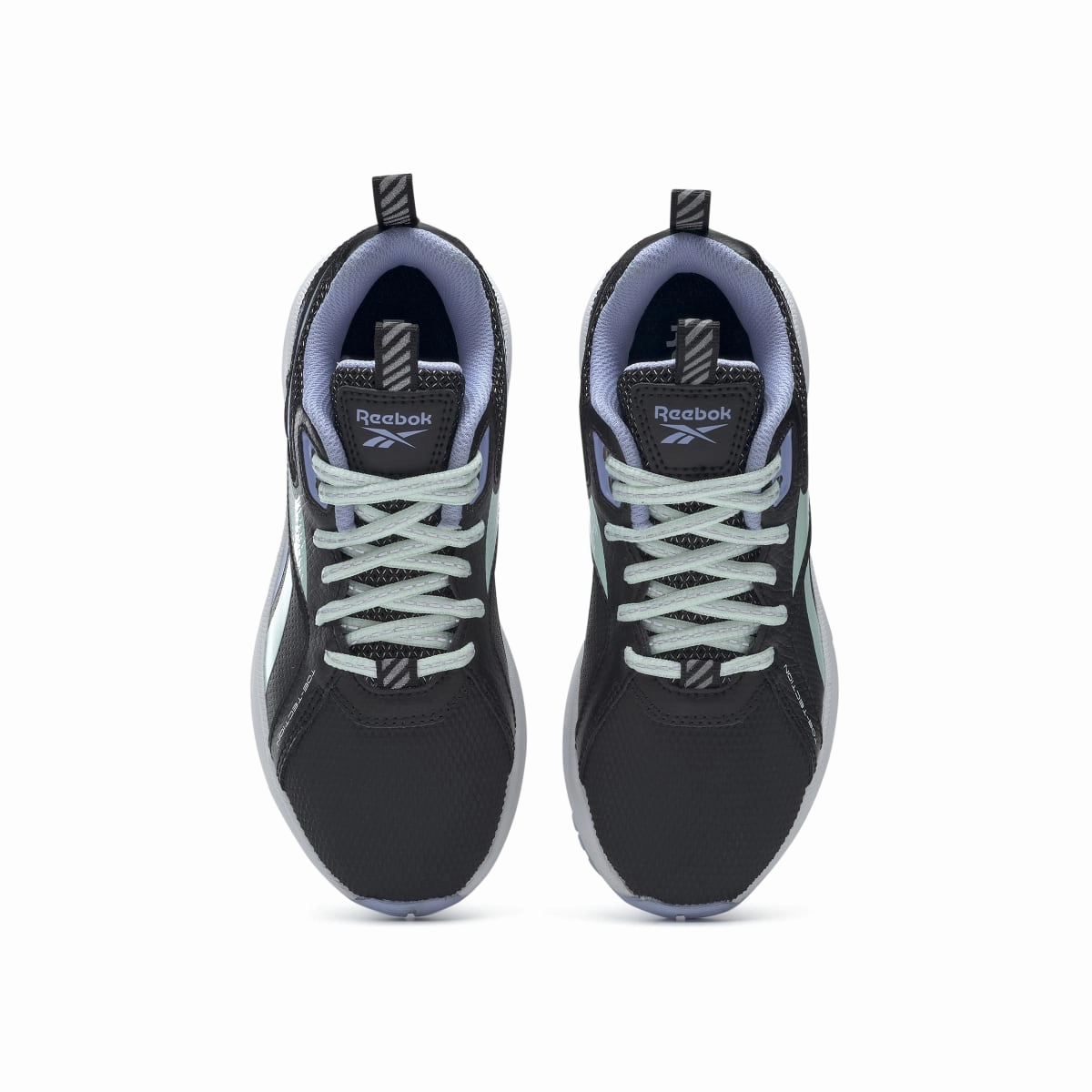 Chat Walk Moon Jog REEBOK GW9693 DURABLE XT KID'S (Medium) Black/Mist/Lilac Leather & Rubber Running Shoes