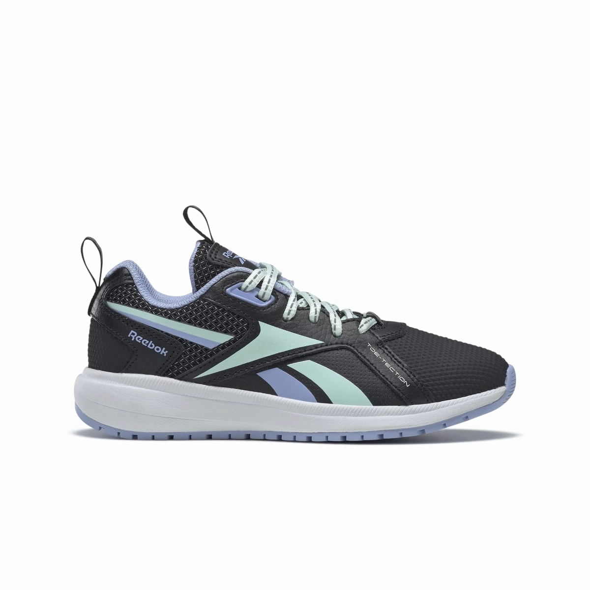 REEBOK GW9693 DURABLE XT KID'S (Medium) Black/Mist/Lilac Leather & Rubber Running Shoes Glam stability