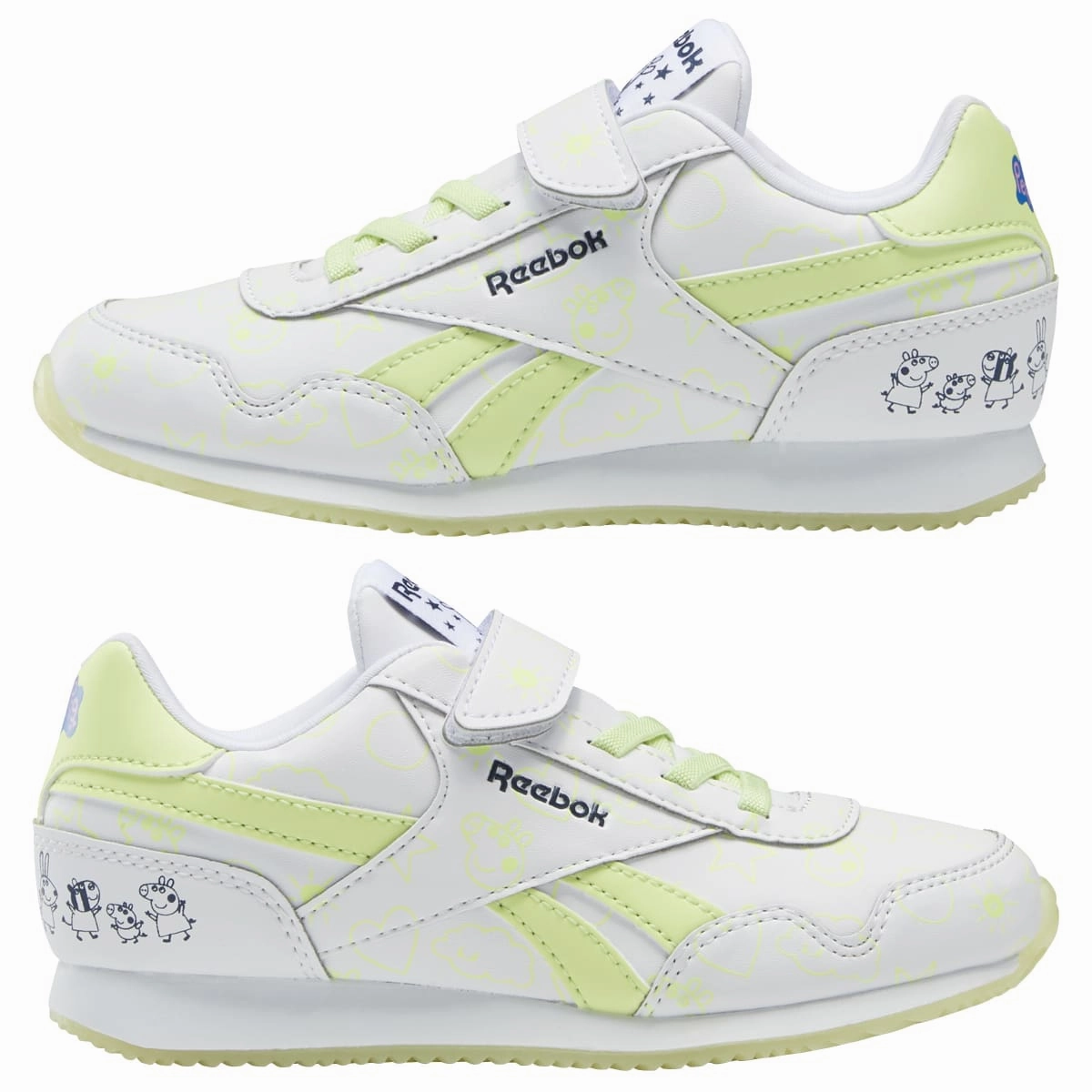 Match Go REEBOK GZ6490 ROYAL CL JOGGER 3.0 1V YTH'S (Medium) White/Energy Glow/ White Synthetic Lifestyle Shoes