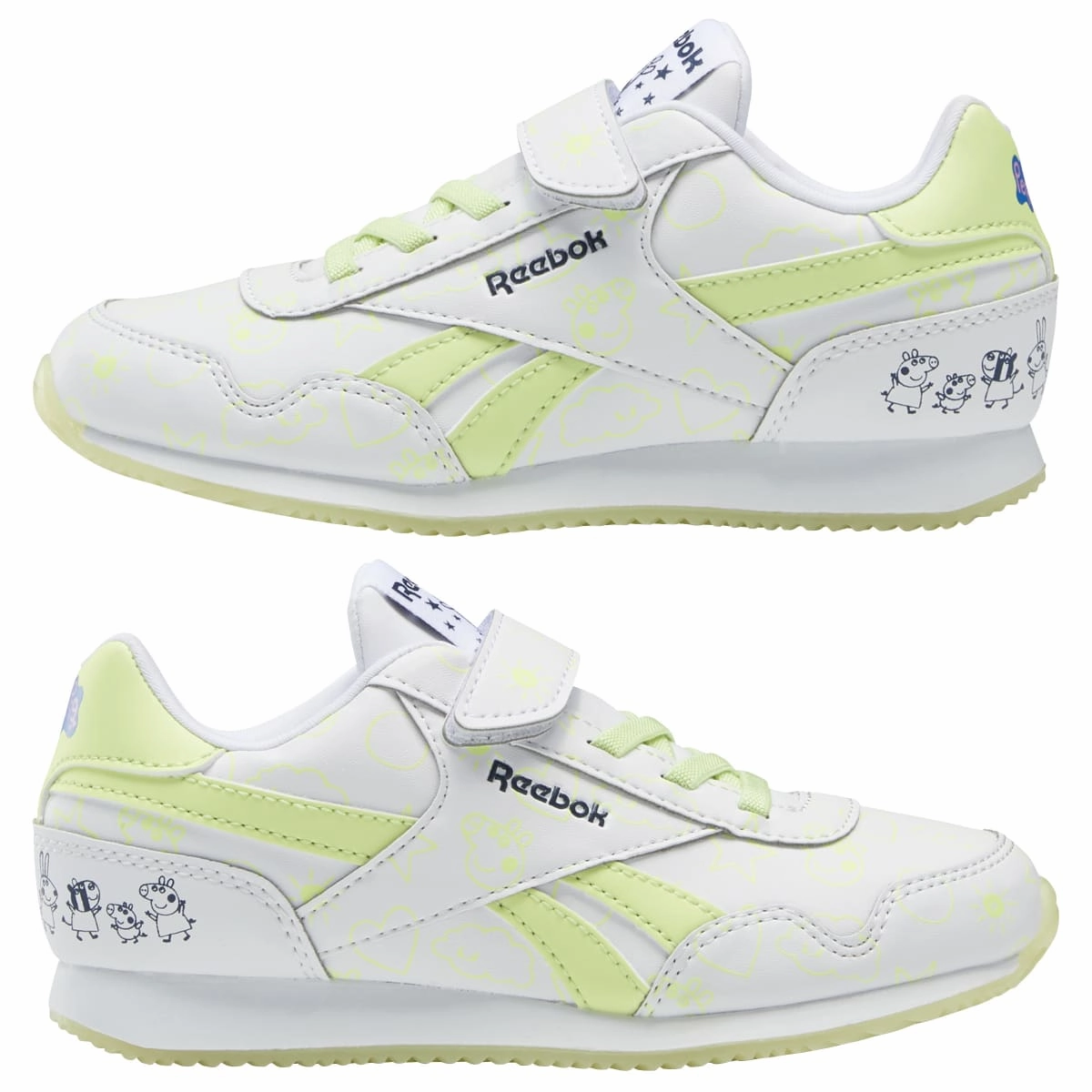 REEBOK GZ6490 ROYAL CL JOGGER 3.0 1V YTH'S (Medium) White/Energy Glow/ White Synthetic Lifestyle Shoes Uni Life