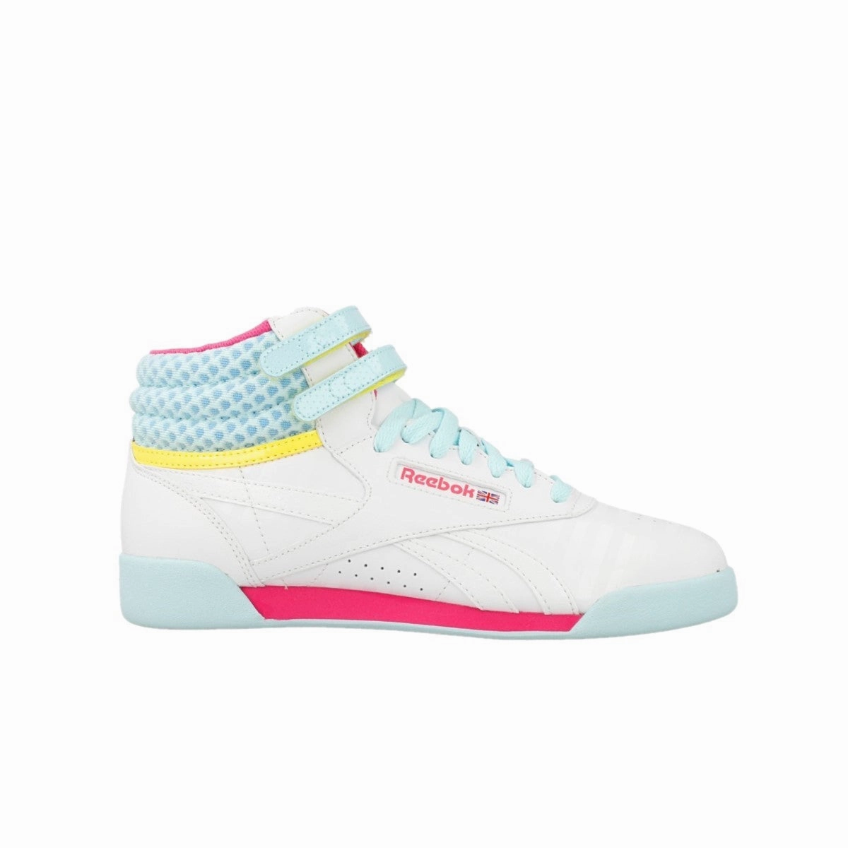 Rain Guard REEBOK V63067 F/S HI JR'S (Medium) White/Pink/Cool Blue Leather Lifestyle Boots