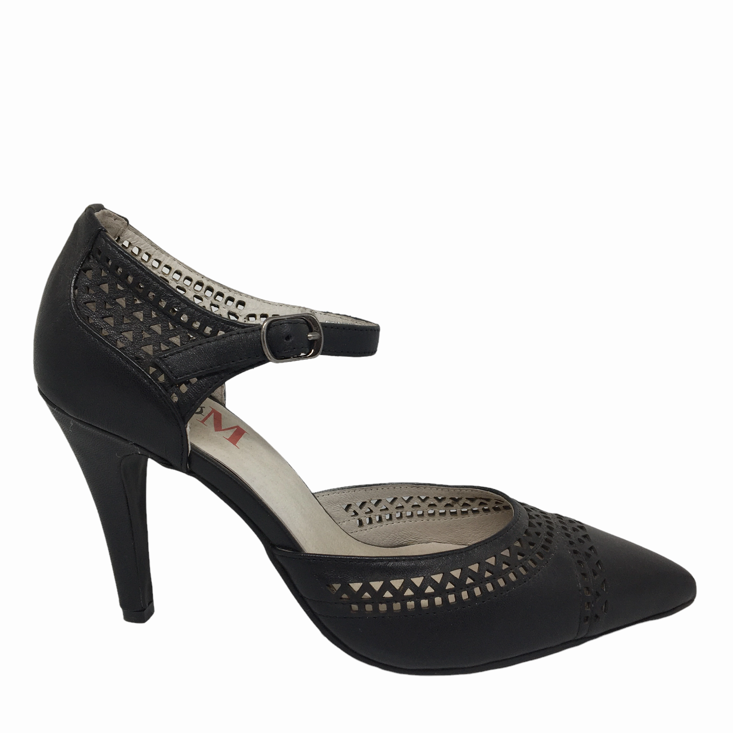 Sleek Footwear Minimal Glow Miss M Serene Black Leather Heel
