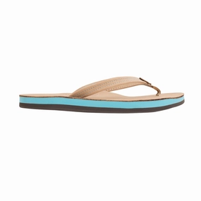 Walkable Comfort RAINBOW 301ALCMNW/OCEN THE TROPICS WMN'S (Narrow) Sierra Brown/Ocean Leather Strap Sandals