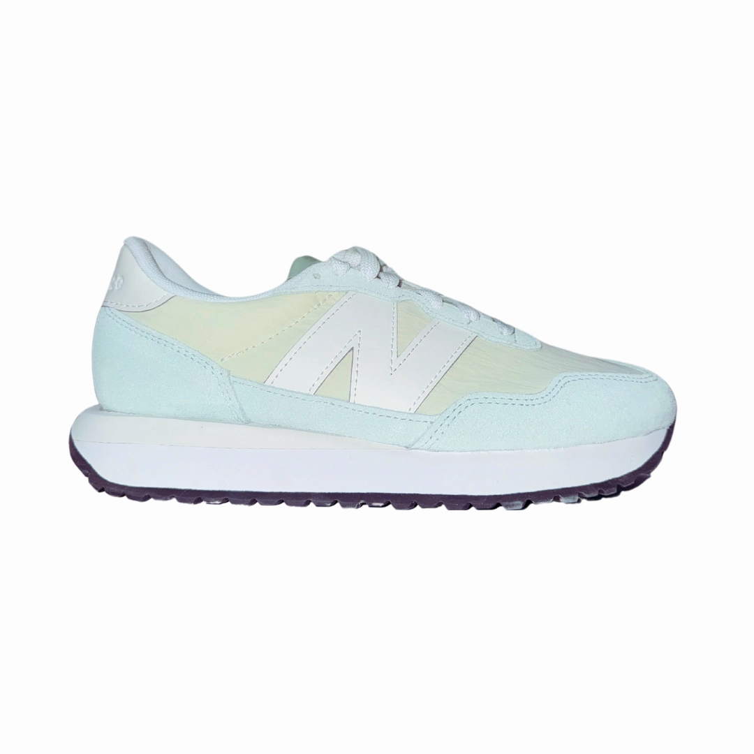 Free Motion NEW BALANCE WS237HTG 237 v1 WMN'S (Medium) Light Aqua/White Suede & Mesh Lifestyle Shoes