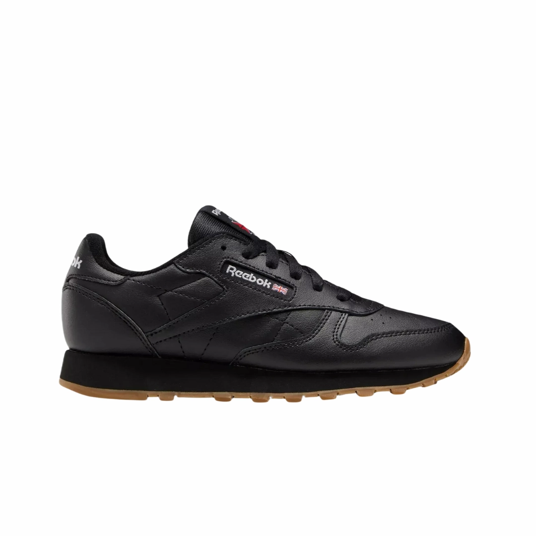 REEBOK 100010469 (GZ6093) CL LTHR Jr's (Medium) Black/Black Leather Lifestyle Shoes Summit Step Comfortable Cushion