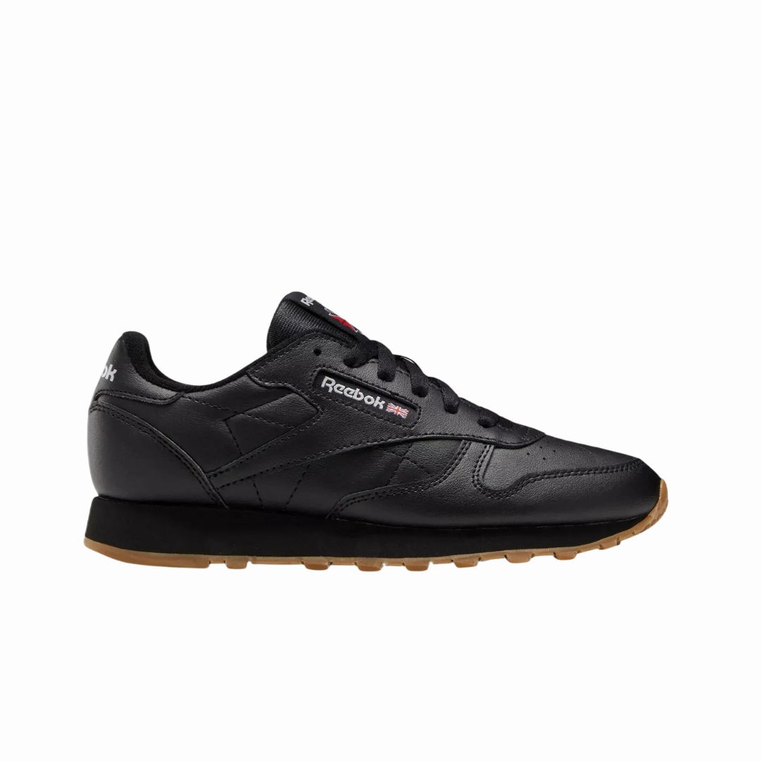 Durable Build REEBOK 100010469 (GZ6093) CL LTHR Jr's (Medium) Black/Black Leather Lifestyle Shoes