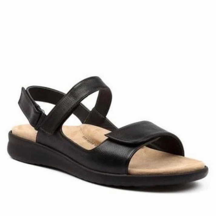 Non Slip Ziera Benji ~ Tan ~ Black ~ Leather Sandal