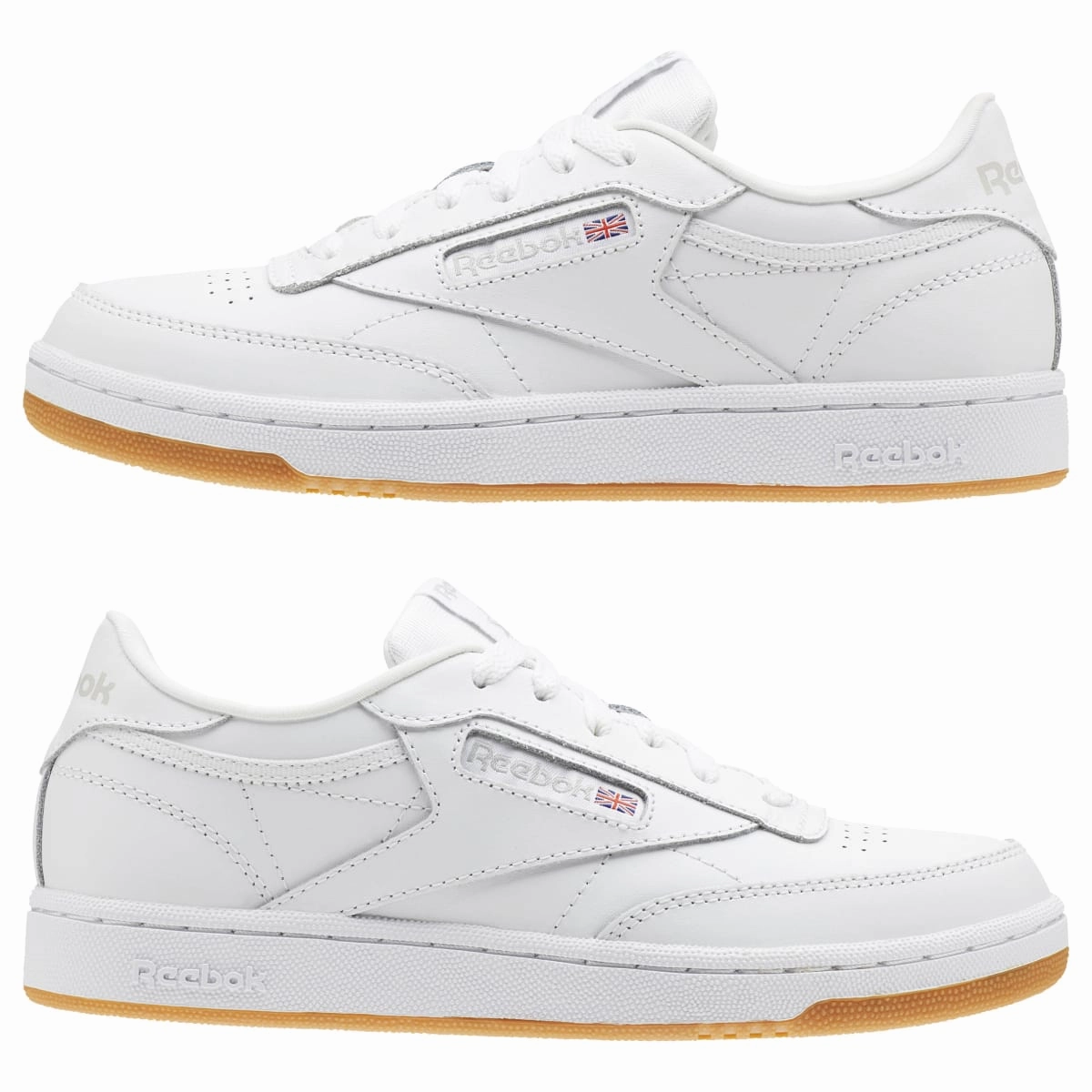 REEBOK CN5646 (100000213) CLUB C JR'S (Medium) White/Gum Leather Lifestyle Shoes Airport Easy