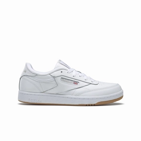 REEBOK CN5646 (100000213) CLUB C JR'S (Medium) White/Gum Leather Lifestyle Shoes Black Edge Look Ready