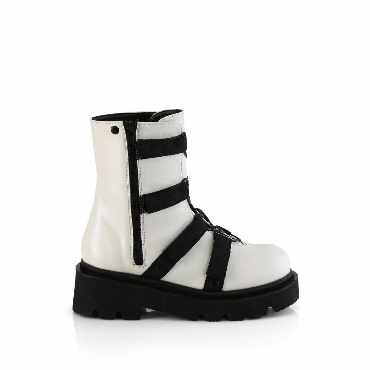 RENEGADE-50 DemoniaCult White Vegan Leather Sexy Women's Ankle Boots (Alternative Footwear) Adidas Martial Arts Shoes