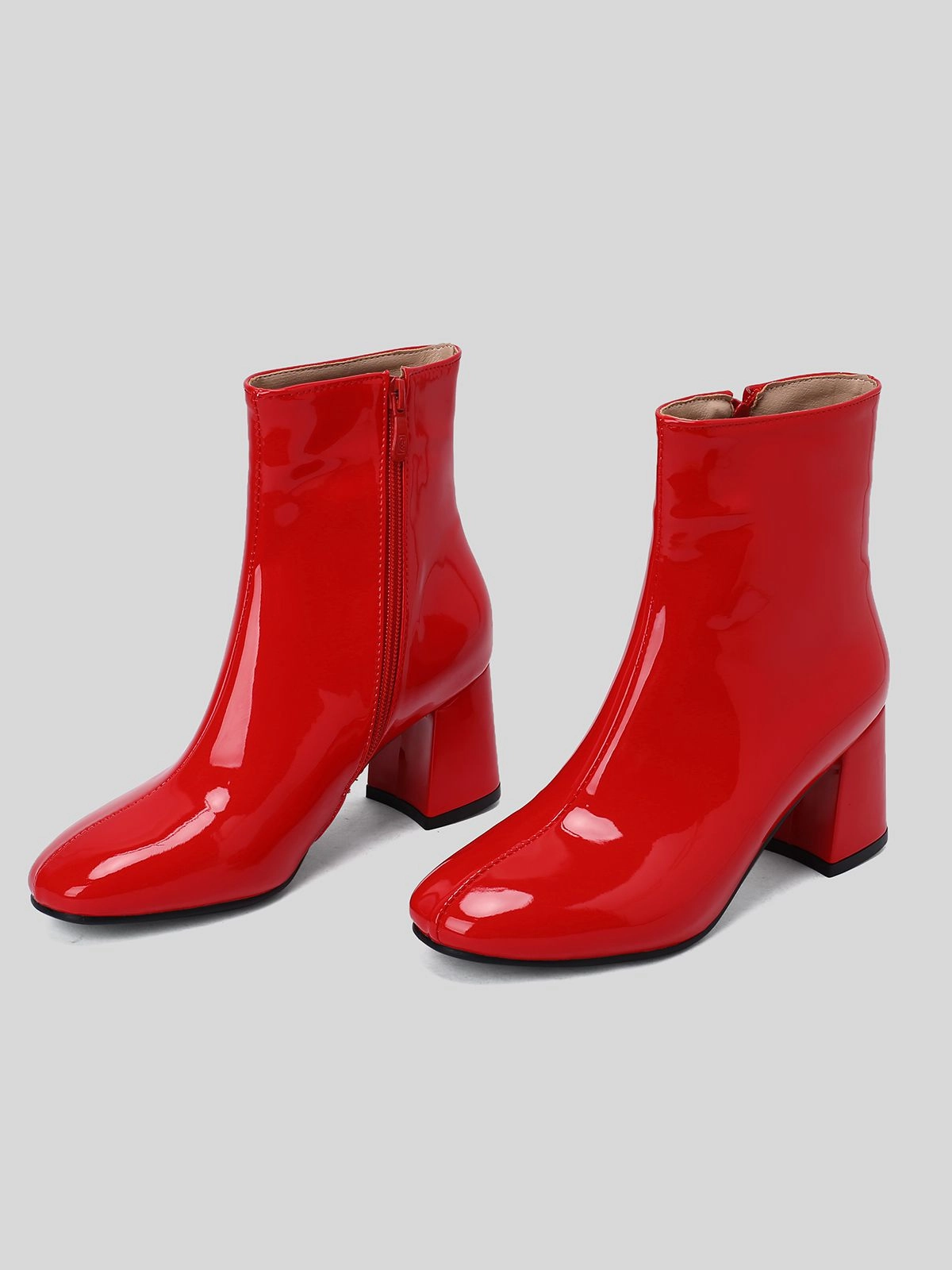 Retro Christmas Patent Leather Block Heel Ankle Boots Academy Shoes Adidas