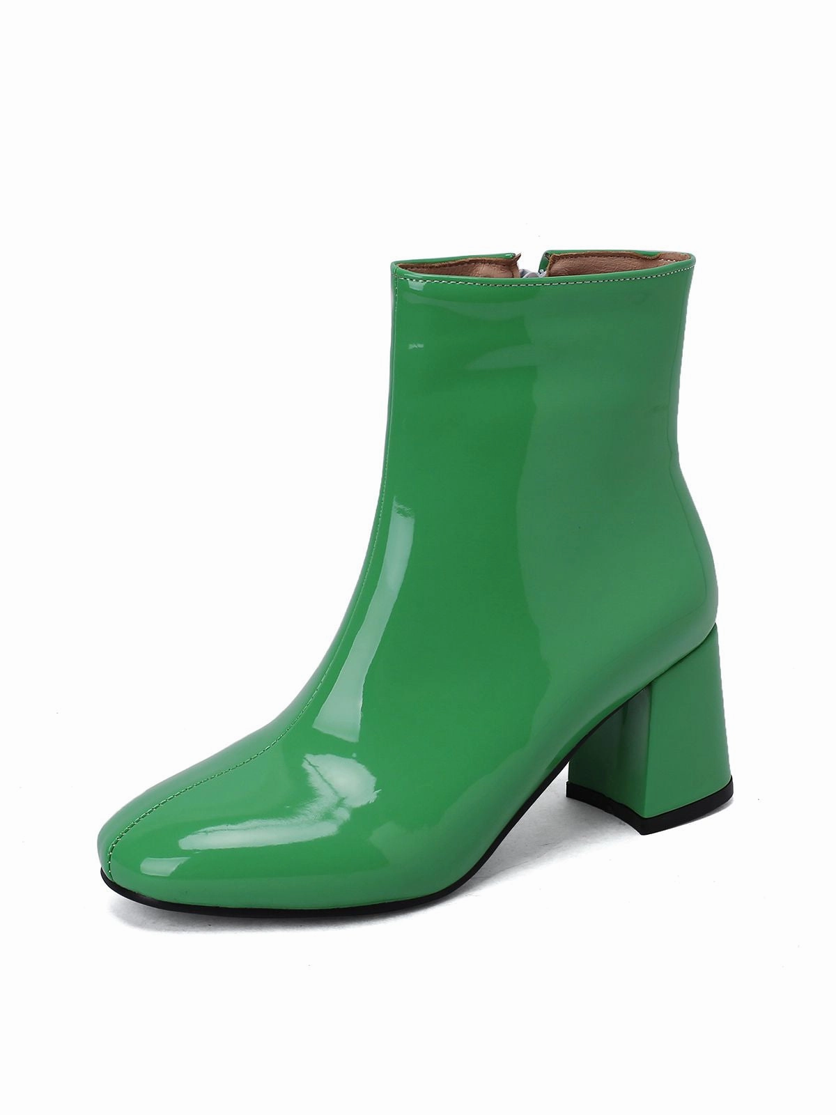 Adidas 70s Running Shoe Retro Christmas Patent Leather Block Heel Ankle Boots