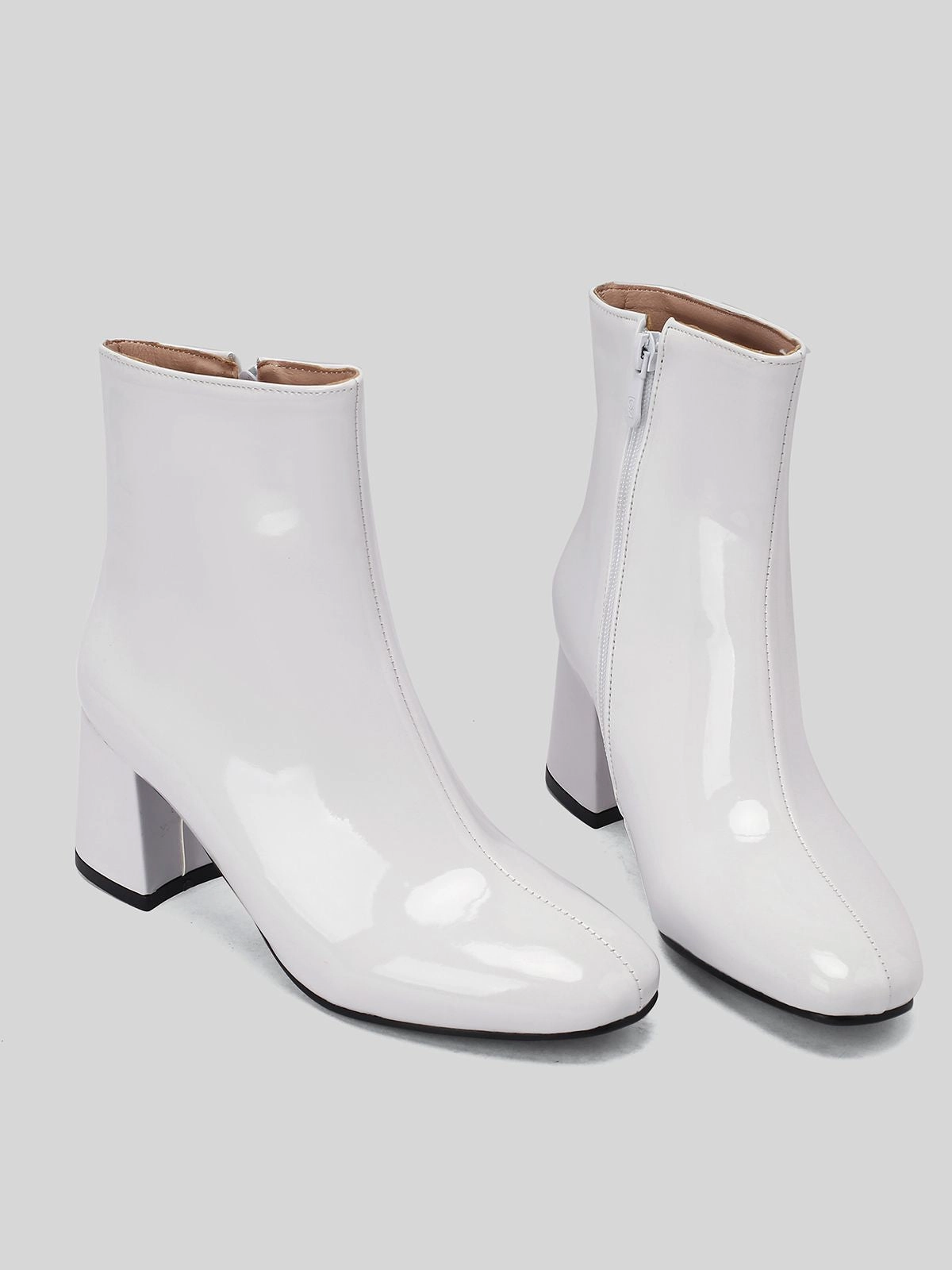 Kobe's Adidas Shoes Retro Christmas Patent Leather Block Heel Ankle Boots