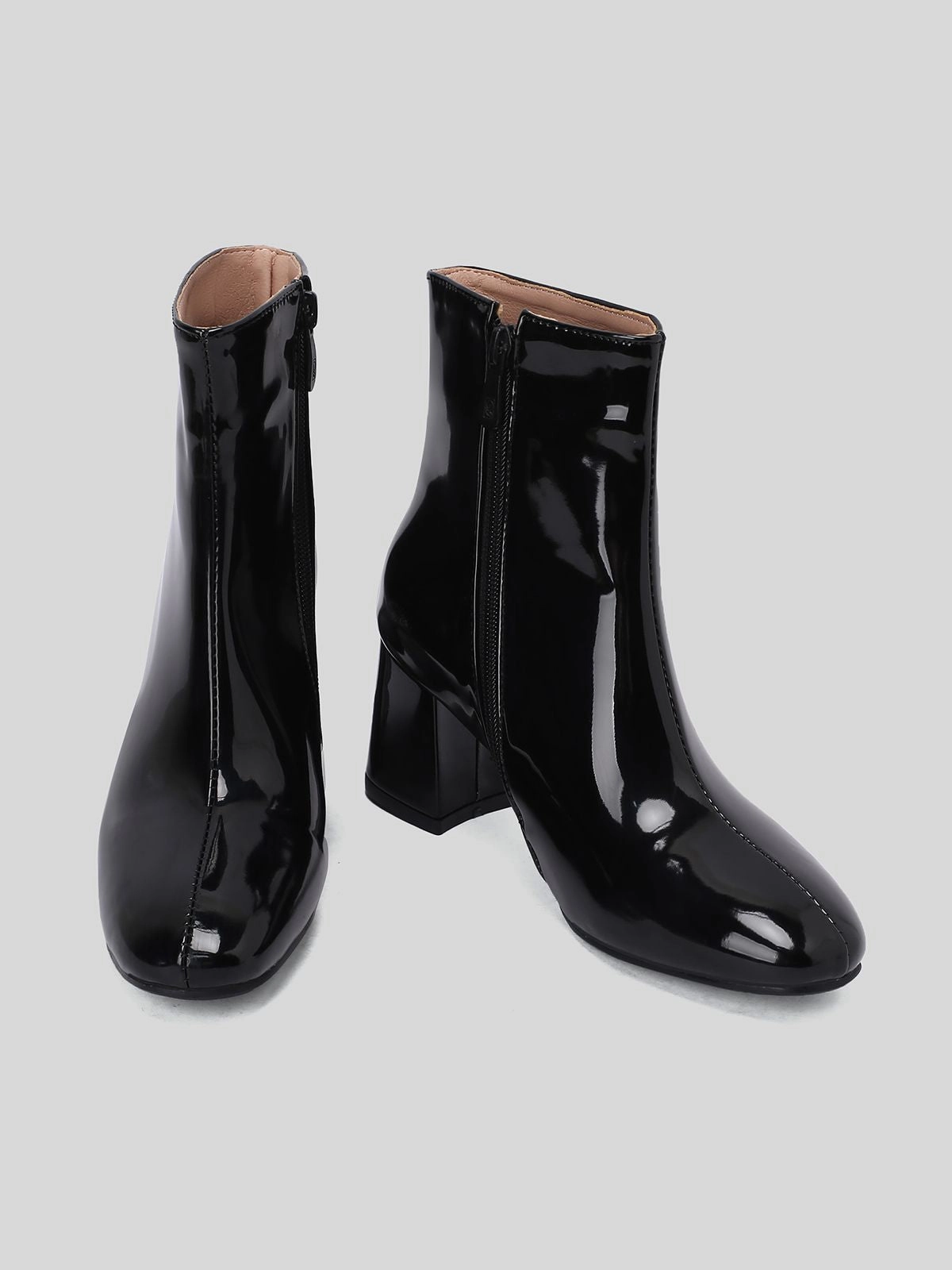 Retro Christmas Patent Leather Block Heel Ankle Boots Adidas Winter Golf Shoes