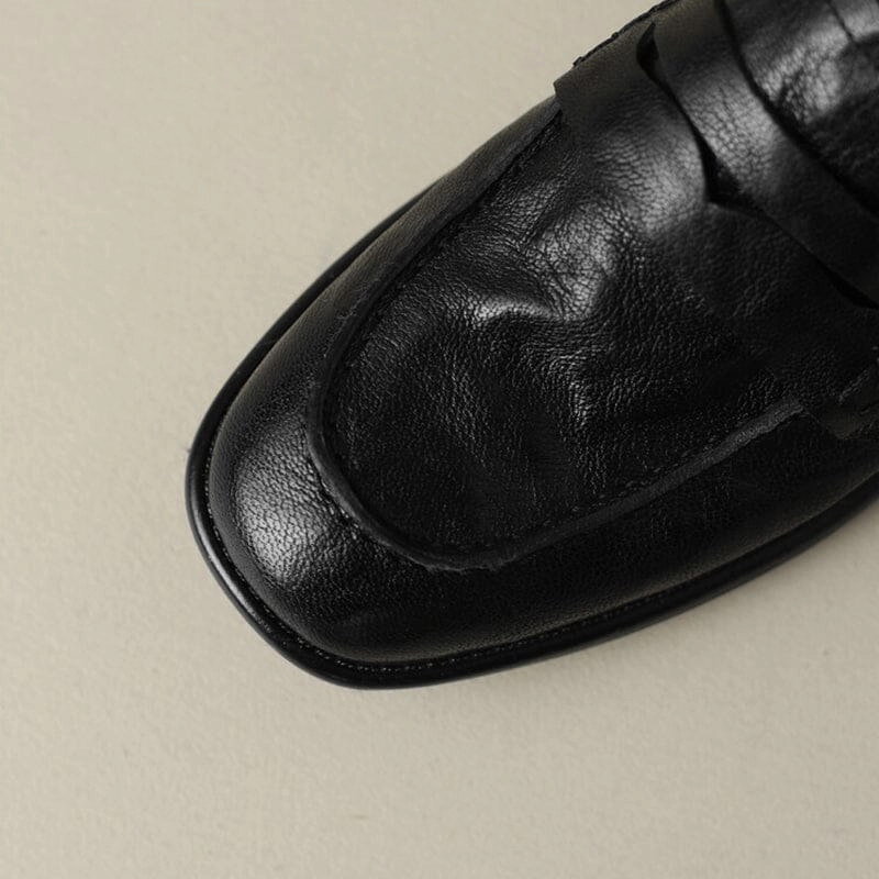 Retro Style Soft Leather Penny Loafers for Women in Coffee/Black Banana Republic Penny Loafers