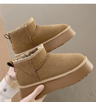 Winter Women Short Plush Warm Snow Boots Casual Shoes 2022 New Suede Fur Chelsea Ankle Boots Flats Platform Ladies Shoes Botas Sorel Cumberland Snow Boot