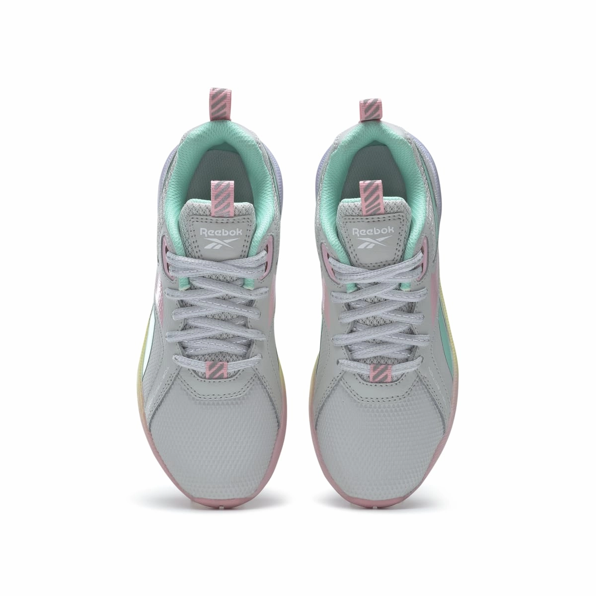 Minimal Edge soft feel REEBOK HQ4007 DURABLE XT KID'S (Medium) Grey/Pink/Mint Leather & Rubber Running Shoes